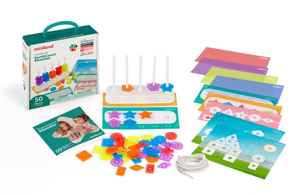 Miniland Abacolor Sort&Count Abakus Zähler Leuchttisch 50 Teile