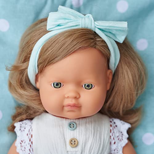 Miniland Dolls Babypuppe Mädchen 38cm dunkelblond ohne Kleidung