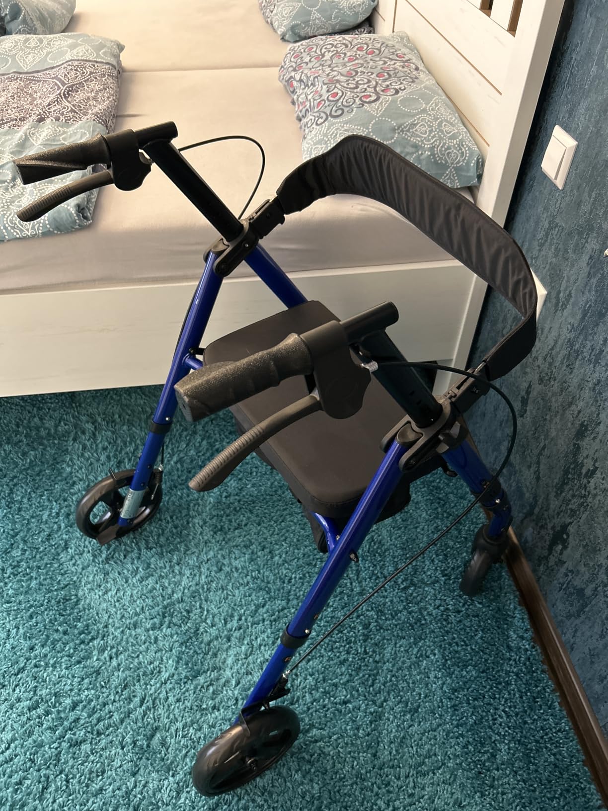 maxErgo Rollator Silber Gehhilfe mit Sitz 8 Zoll Räder