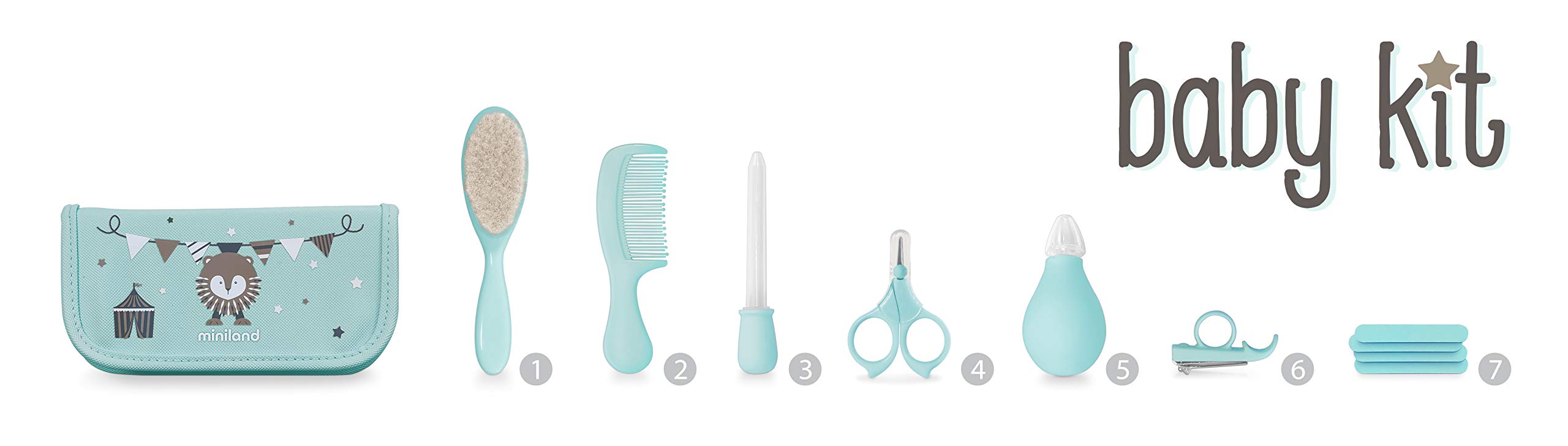 Miniland Baby Care Kit Pflegeset Blau 7-teilig Unterwegs