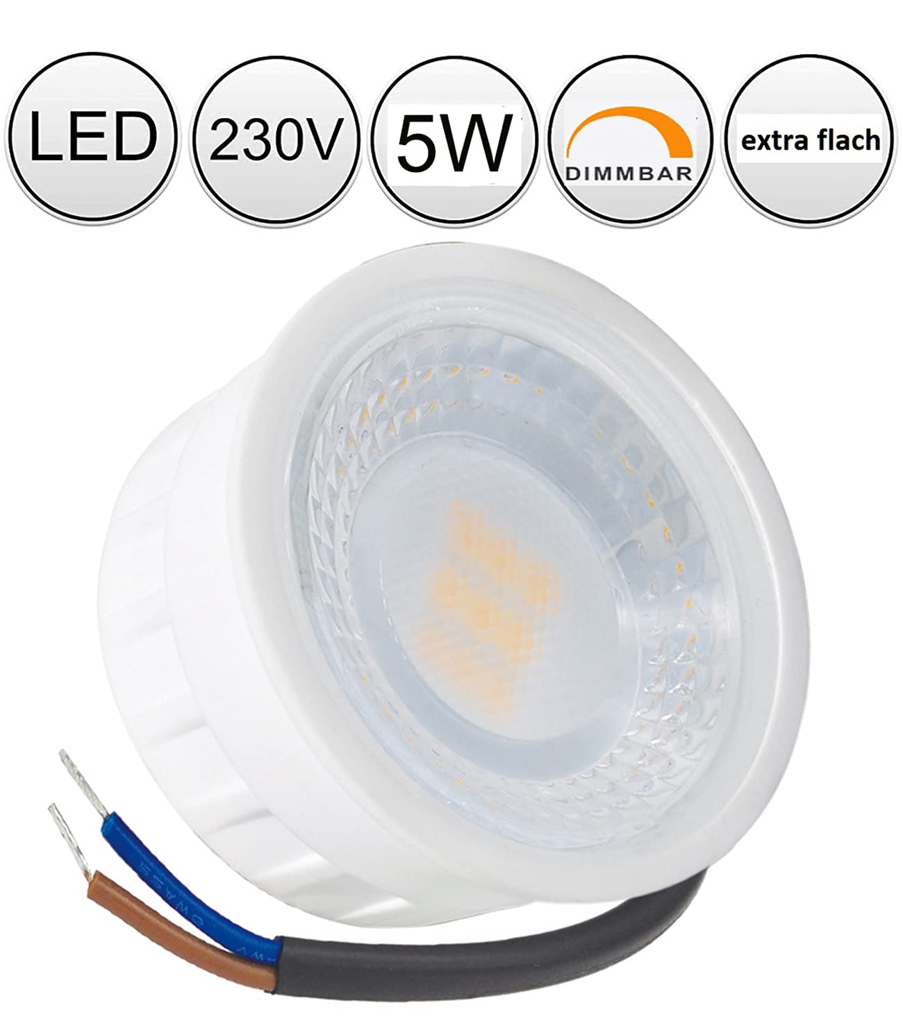 feinlux LED Einbaustrahler IP44 5W 230V Neutralweiß Schwarz