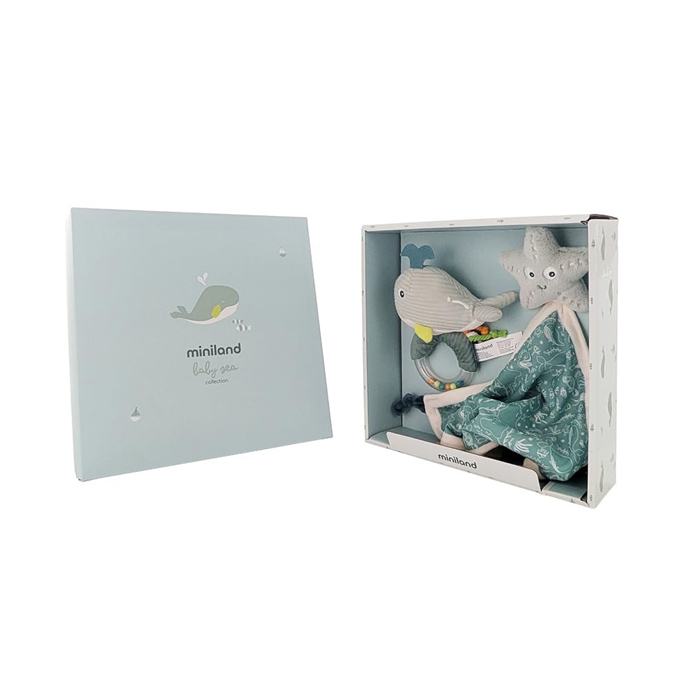 Miniland Ocean Baby-Geschenkset Doudou + Rassel Grün 0M+