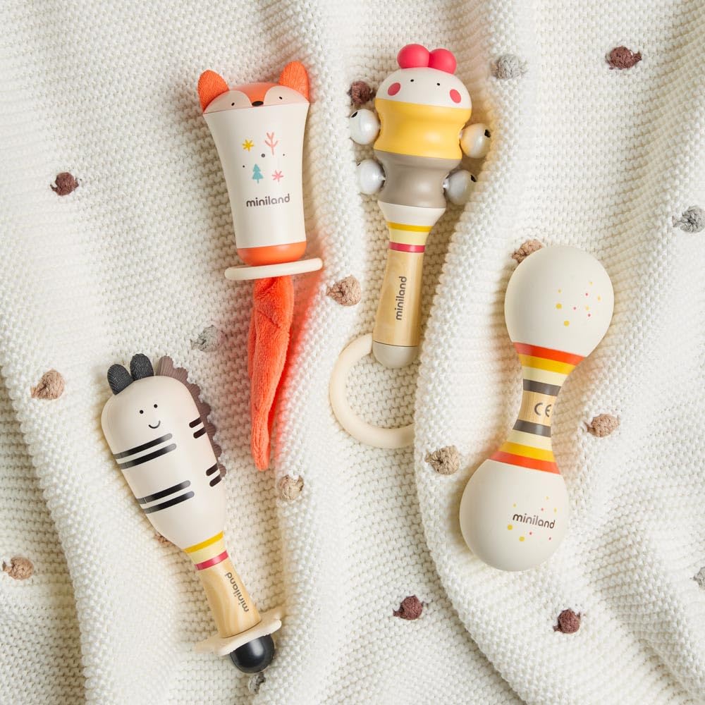 Miniland Infant Zebra Rattle Rassel Zebra mit Beißring