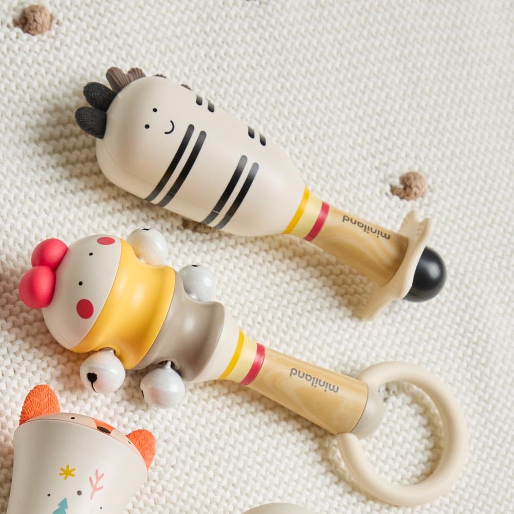 Miniland Infant Zebra Rattle Rassel Zebra mit Beißring