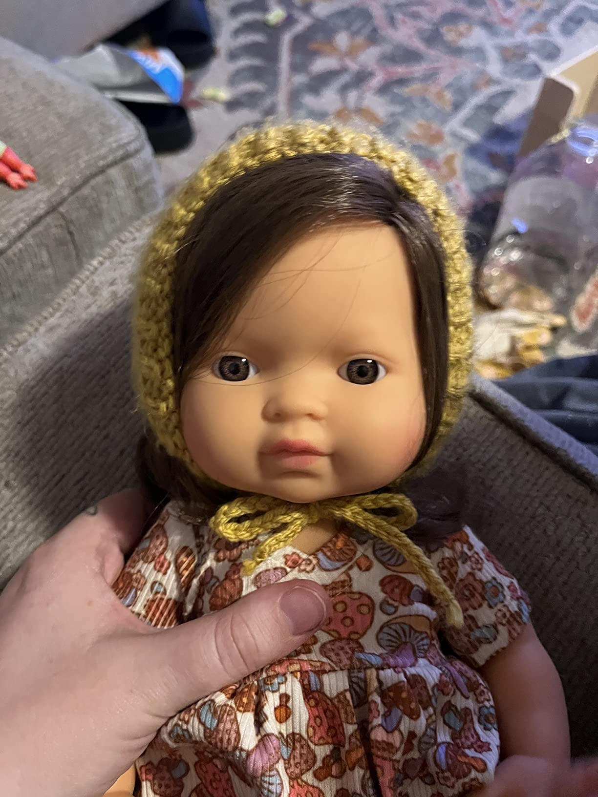 Miniland Dolls Babypuppe 38cm braunhaariges Mädchen Vinyl