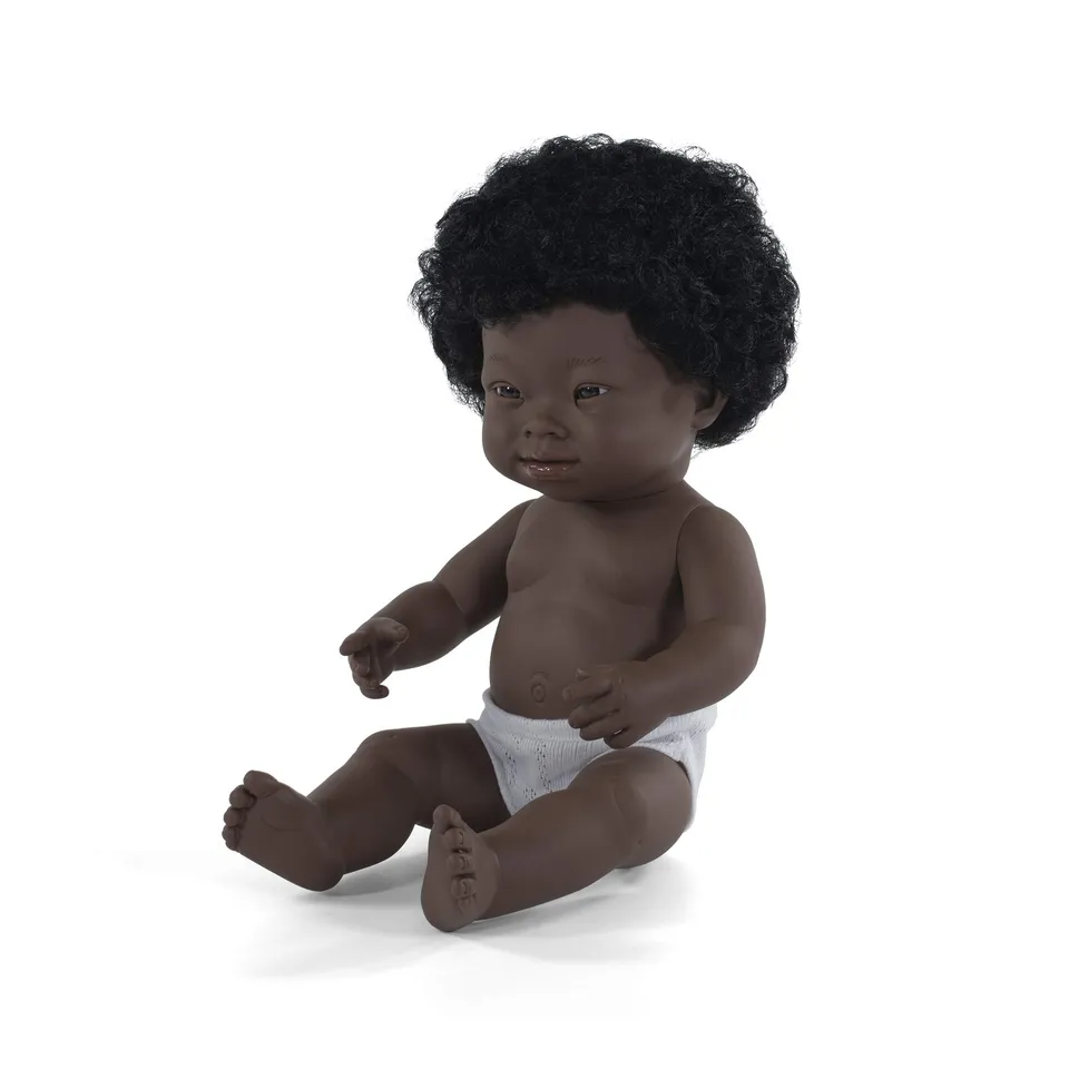Miniland 31069 Babypuppe afrikanisches Mädchen 38cm Down