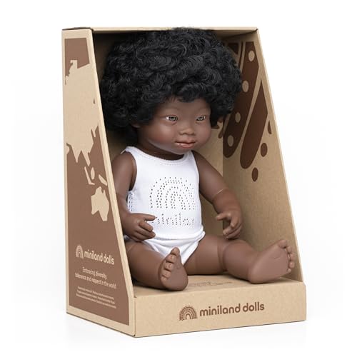 Miniland Dolls 31171 Babypuppe 38cm afrikanisch Down