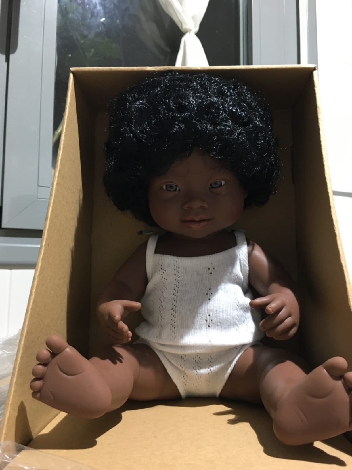 Miniland Dolls 31171 Babypuppe 38cm afrikanisch Down