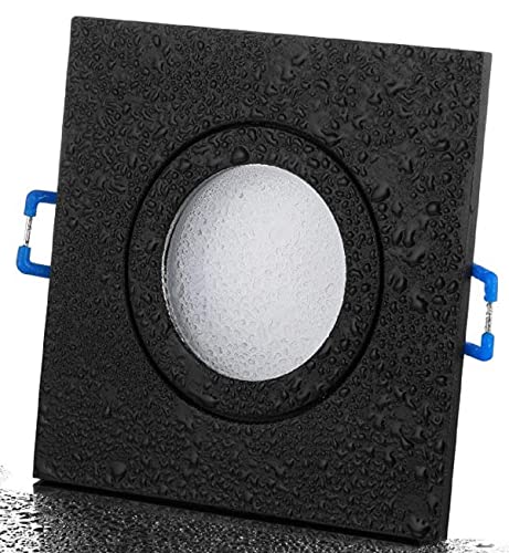 feinlux LED Einbaustrahler Bad 230V IP44 schwarz eckig Einbaurahmen