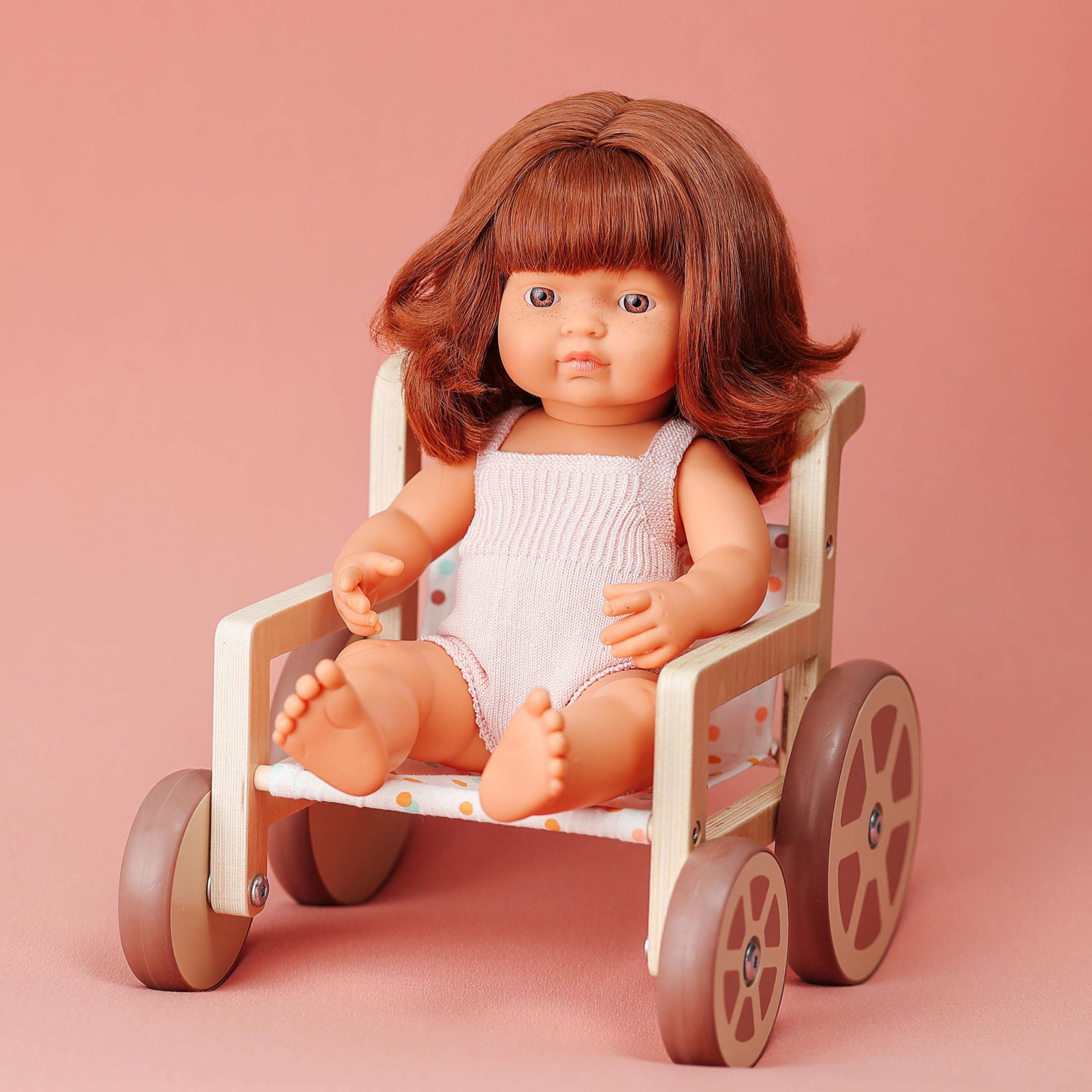 Miniland Rollstuhl für Puppen bis 38cm Holz