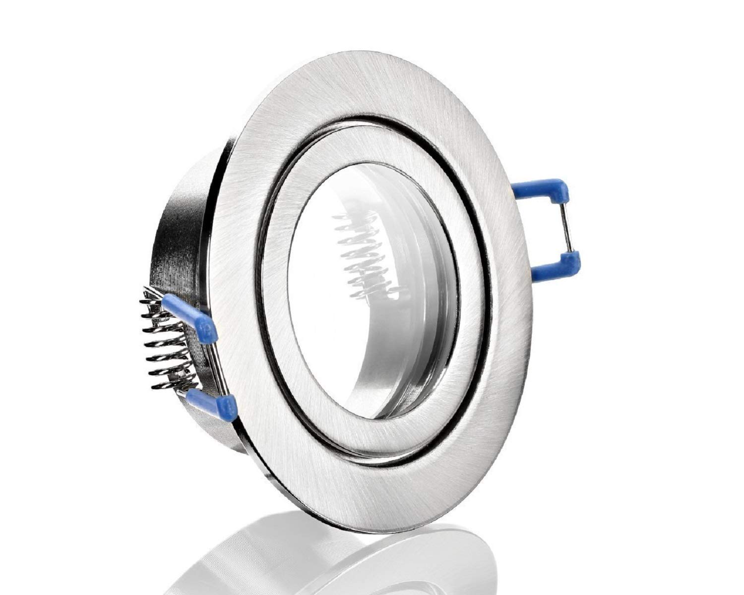feinlux LED Einbaustrahler Bad 230V IP44 silber rund Einbaurahmen