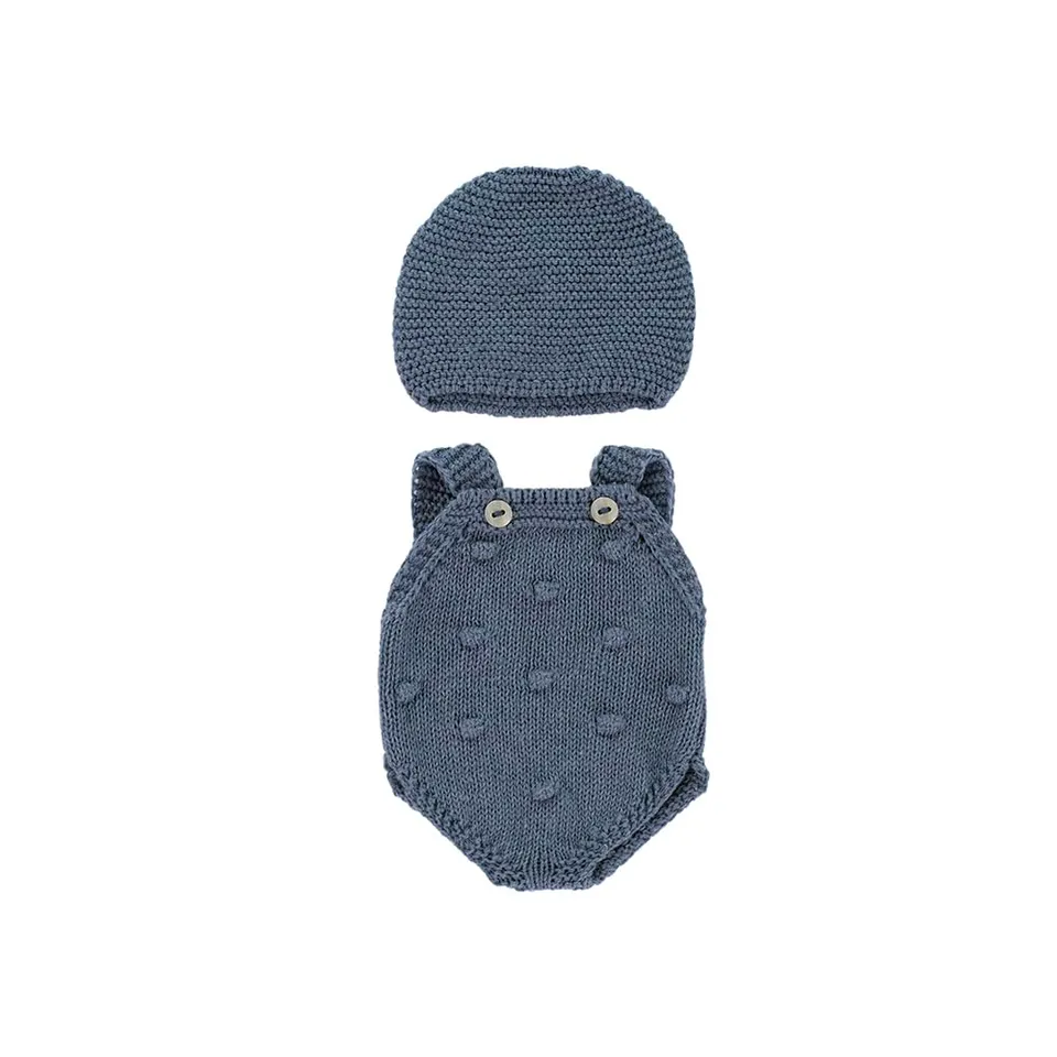 Miniland Dolls Strickset 31655 Strampler Mütze Blau 32cm