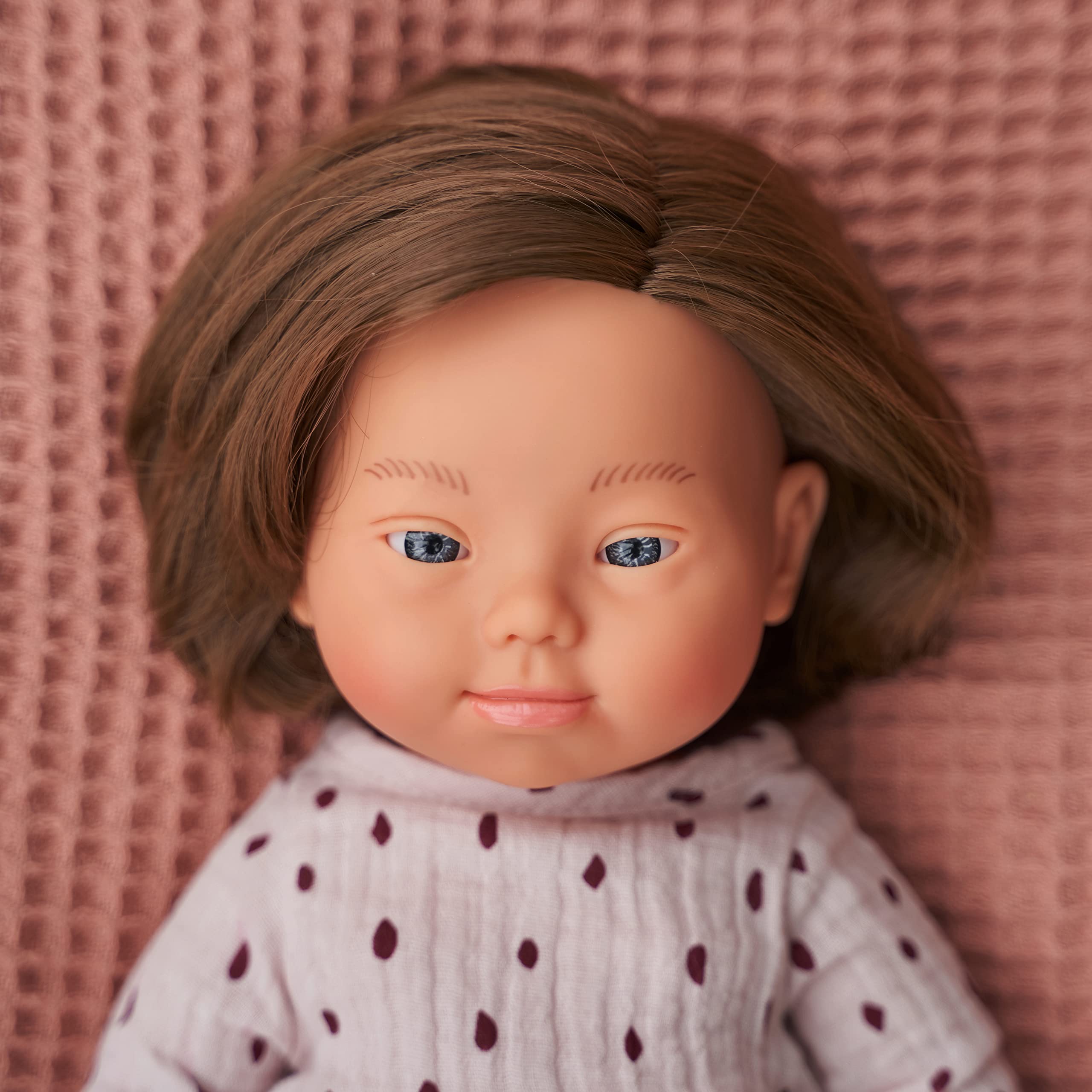 Miniland Babypuppe Mädchen 38cm Downsyndrom 31174 Vinyl
