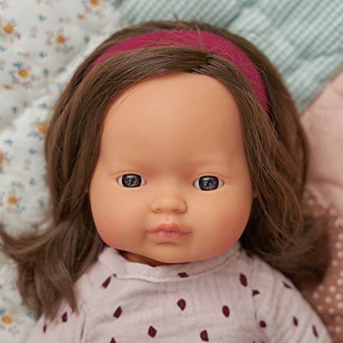 Miniland Babypuppe Braunhaariges Mädchen 38cm 31180 Vinyl