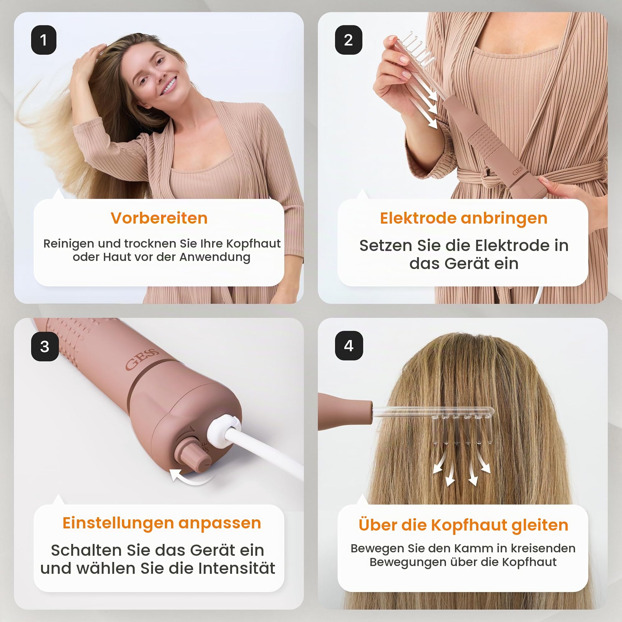 GESS DARS Hochfrequenzstab Haargerät 2 Kammelektroden