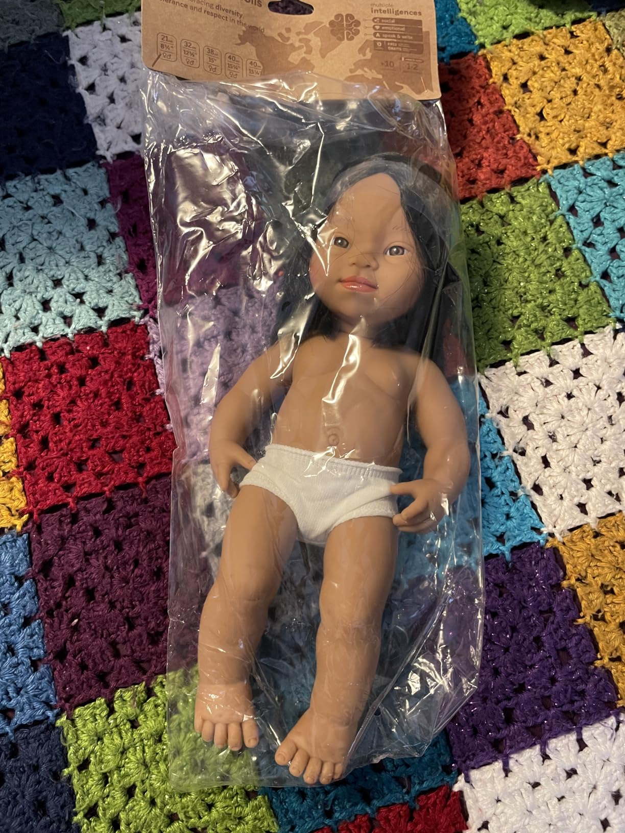 Miniland Dolls 31238 Babypuppe Mädchen 38 cm Down Syndrom Natur
