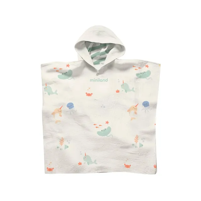 Miniland Care Baby Poncho Musselin Kapuze Badetuch