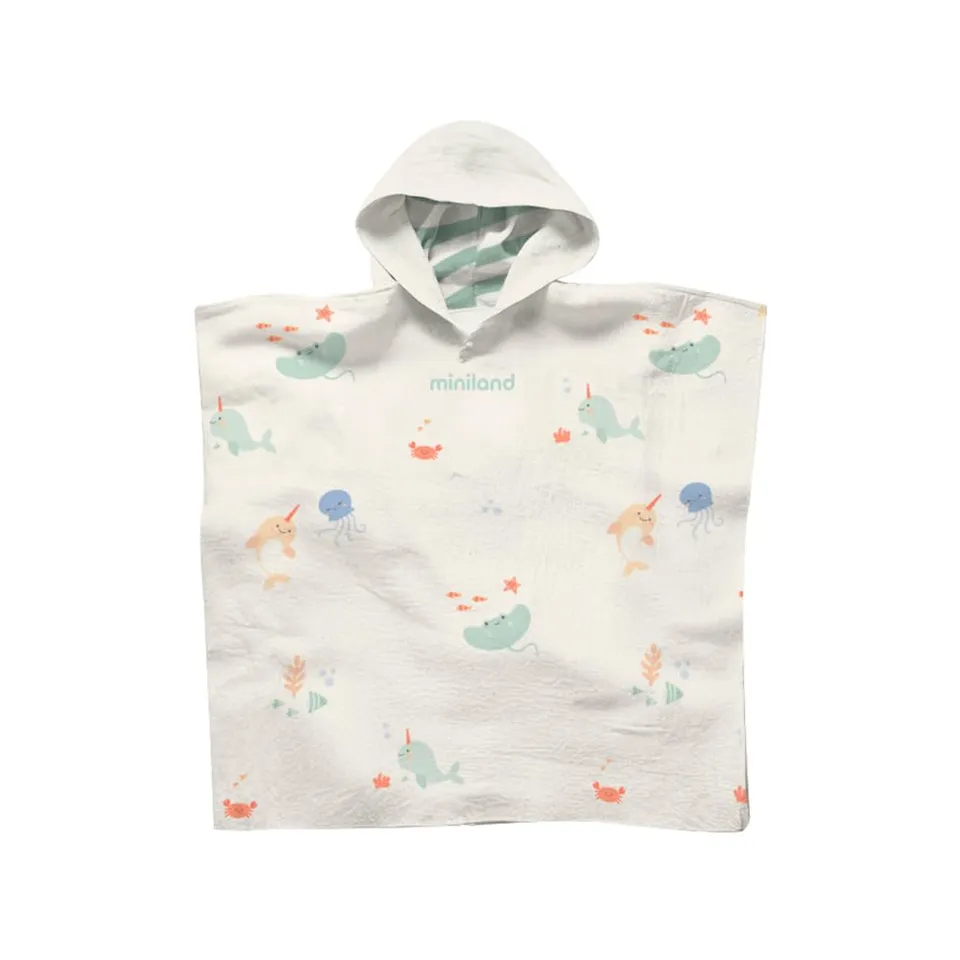 Miniland Care Baby Poncho Musselin Kapuze Badetuch