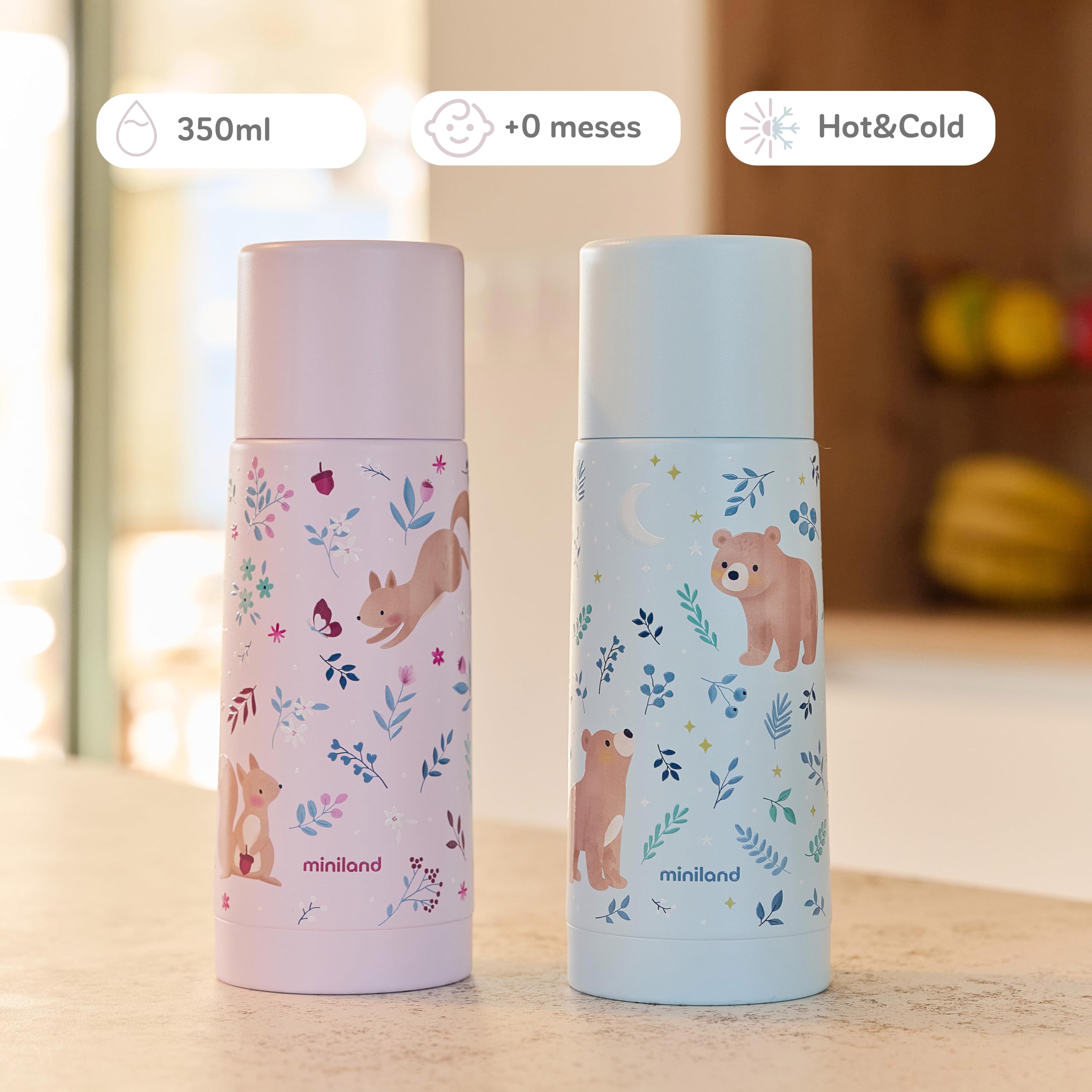 Miniland Thermosflasche 350 ml Bear Blau Edelstahl