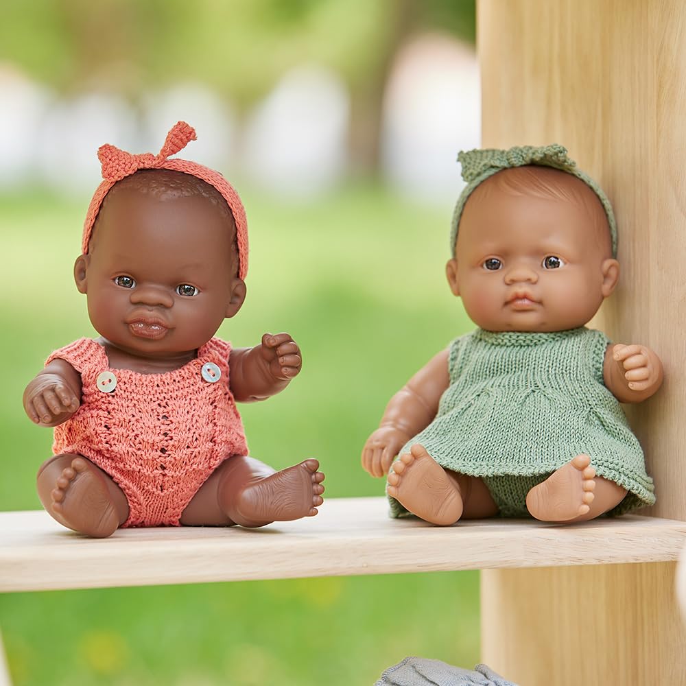 Miniland 31124 Baby Puppe 21 cm Afrikanisches Mädchen