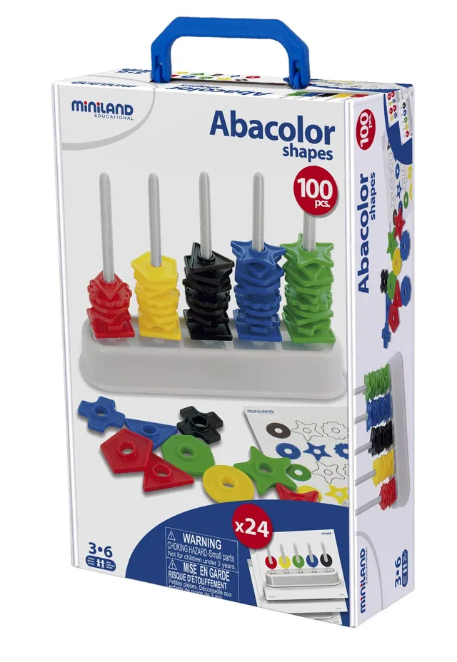 Miniland 95270 Abacolor Shapes Steckspiel 100 Formen Koffer