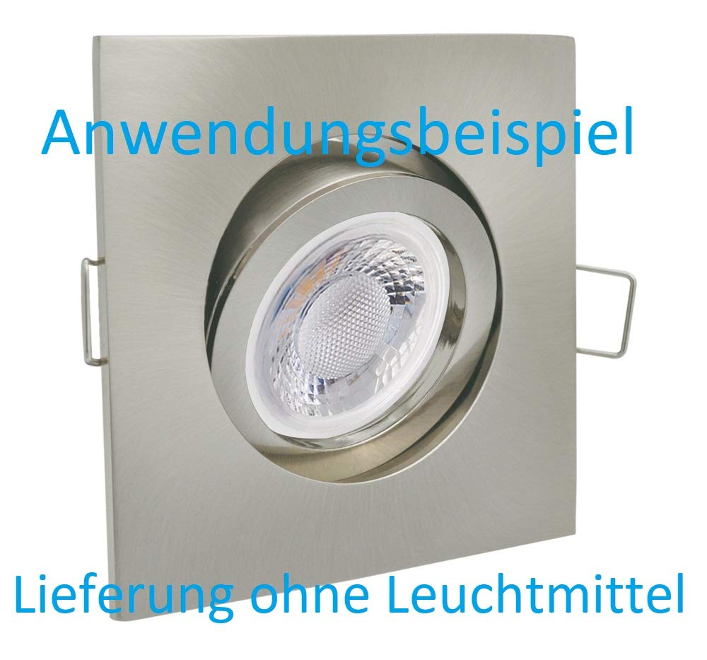 feinlux LED Einbaurahmen GU10 eckig Edelstahl Einbaustrahler