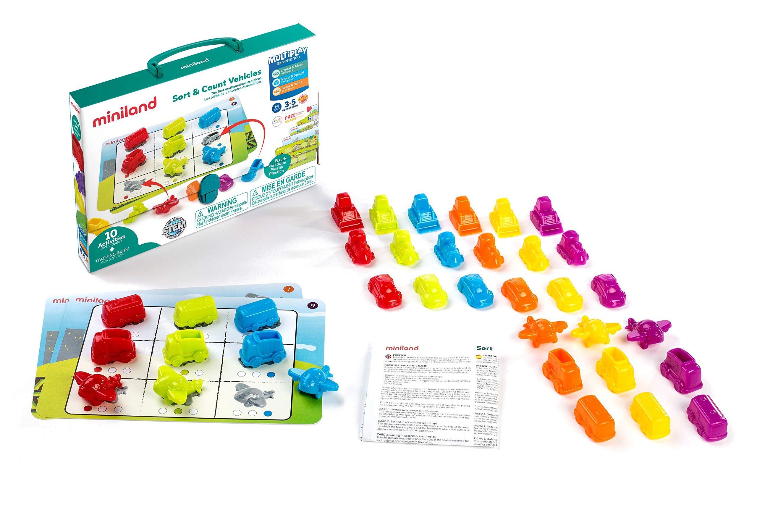 Miniland Math Sort & Count Vehicles Lernspiel 36 Fahrzeuge
