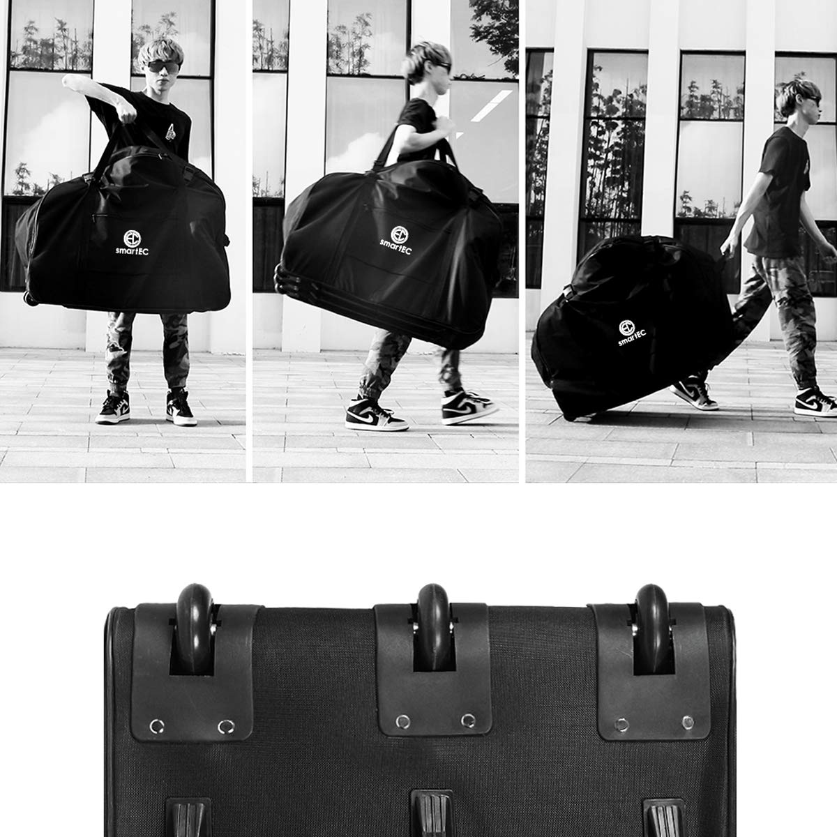 smartEC Fahrradtaschen Trolley 20 Zoll Transporttasche Rollen