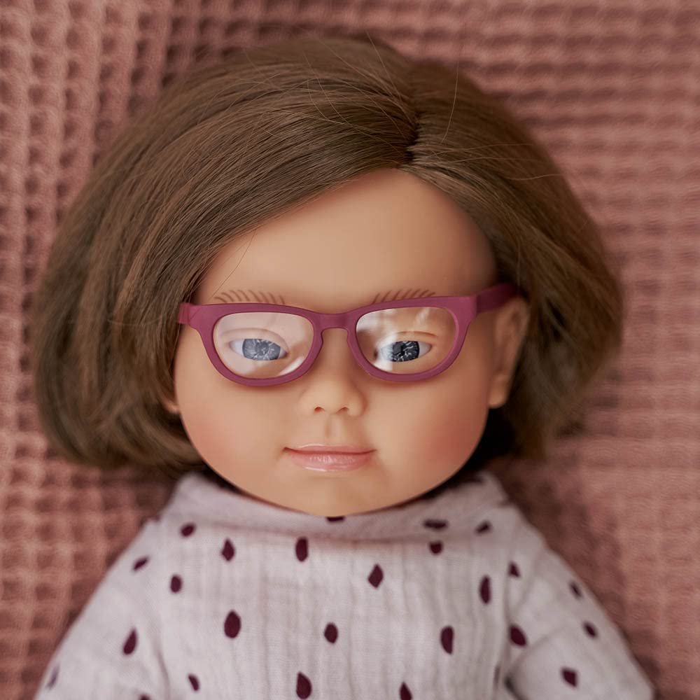 Miniland 31110 Babypuppe europäisches Mädchen 38cm Brille