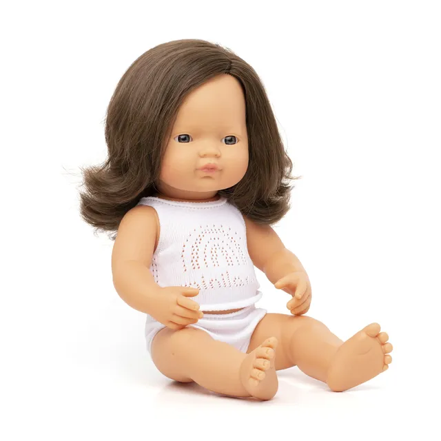 Miniland Babypuppe Braunhaariges Mädchen 38cm 31180 Vinyl