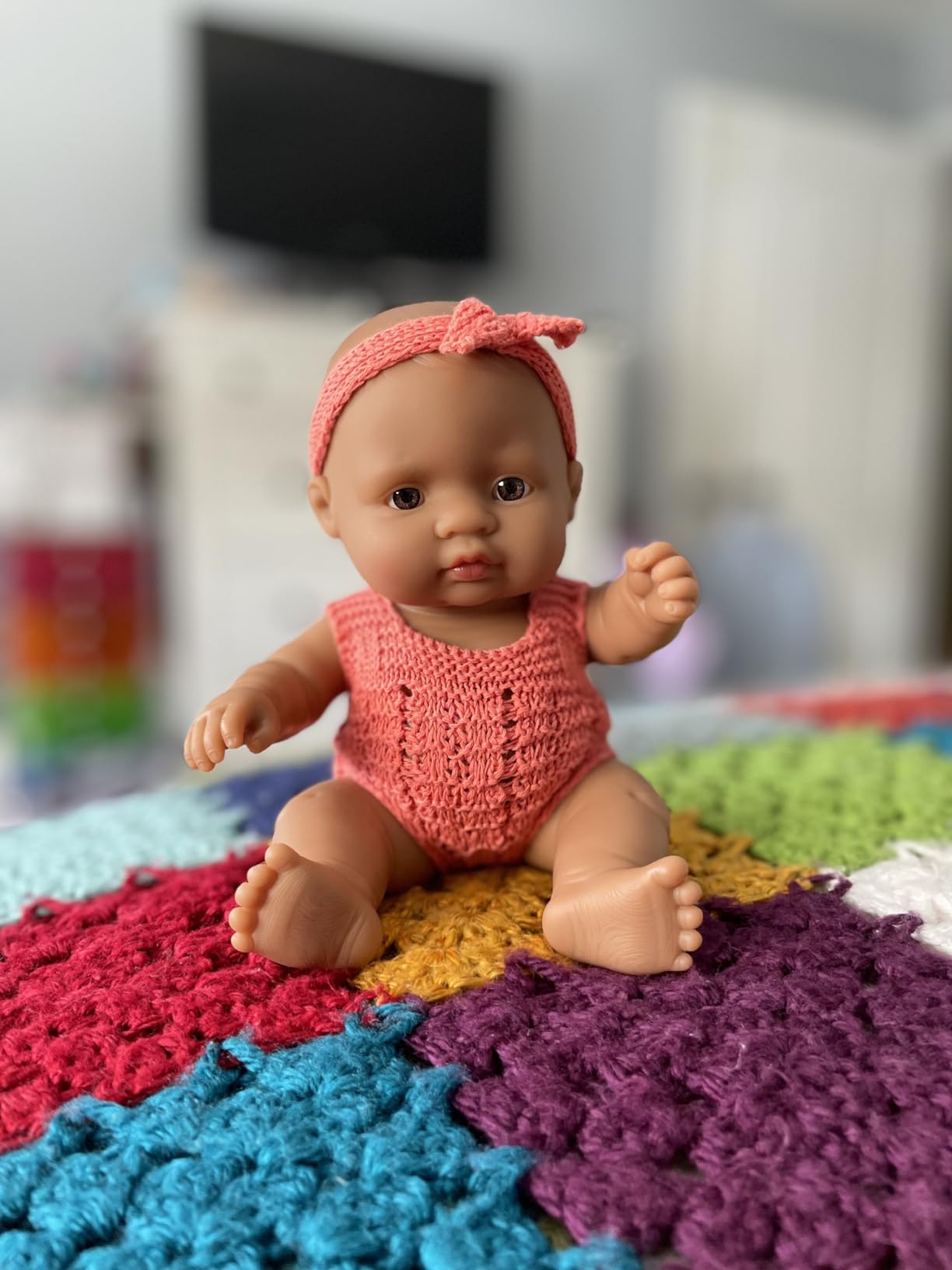 Miniland Dolls Strickset 21 cm Puppenkleidung korall Strampler