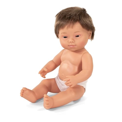 Miniland 31068 Babypuppe Junge 38 cm Down Syndrom Vanille