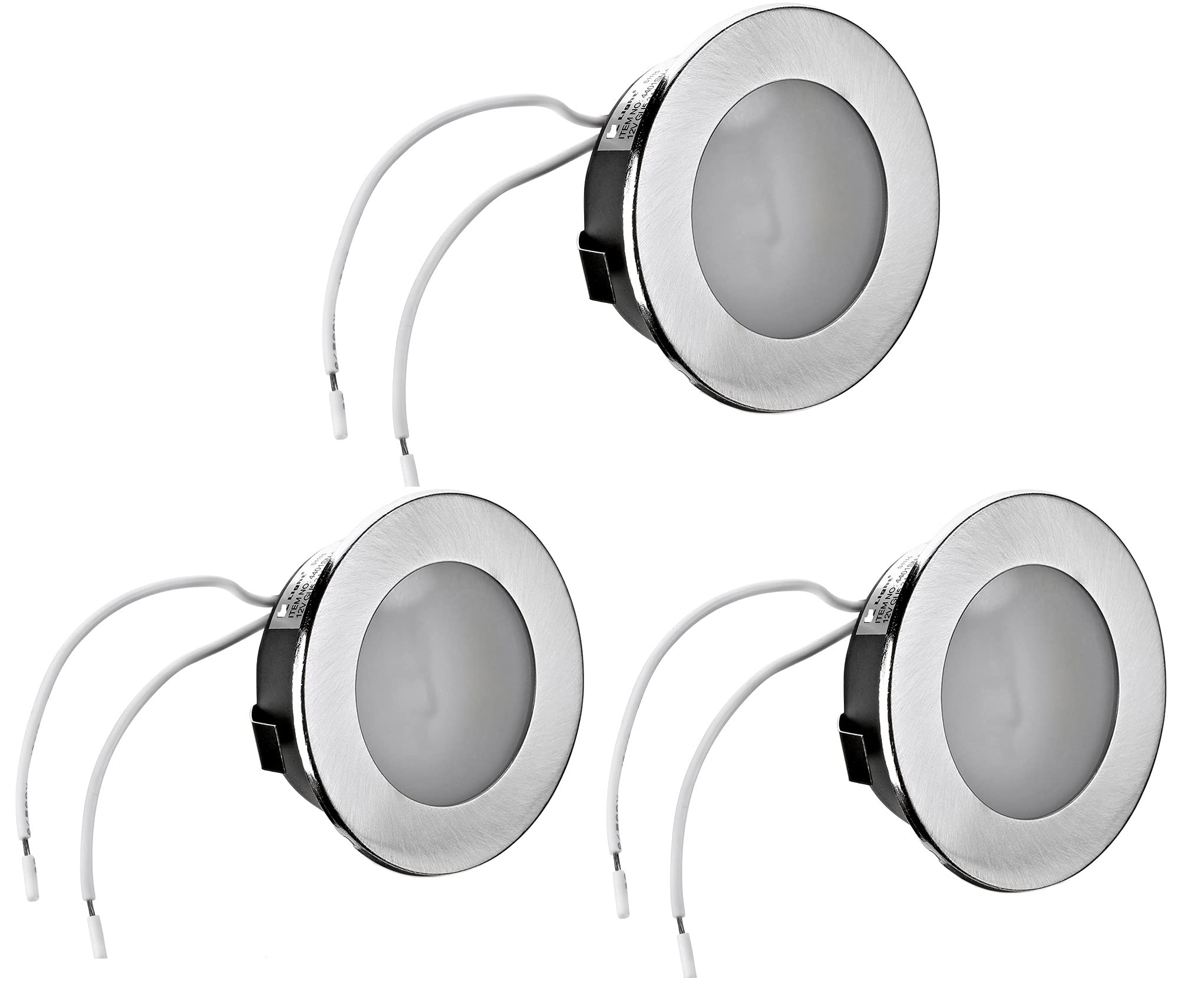 feinlux LED Einbauleuchte Set G4 12V 3x Silber-gebürstet