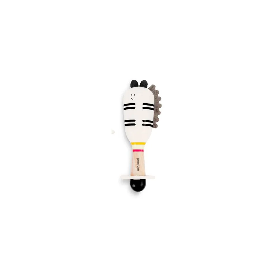 Miniland Infant Zebra Rattle Rassel Zebra mit Beißring