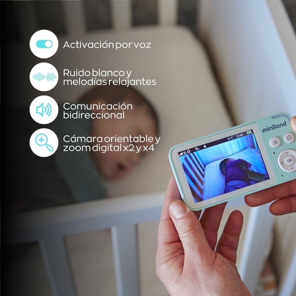 Miniland Digimonitor Compact 3,5 Zoll Babyphone Zoom