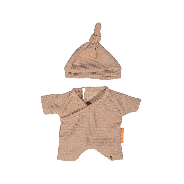 Miniland Puppenkleidung Pyjama Mütze 21cm braun