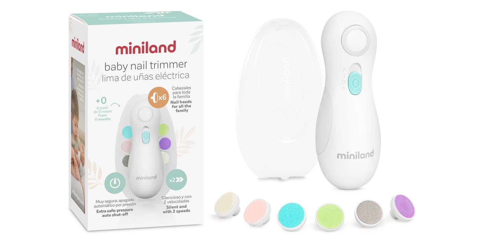 Miniland Care Elektrische Baby-Nagelfeile 6 Aufsätze
