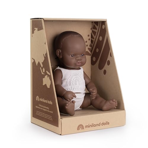 Miniland Dolls 31354 Babypuppe Mädchen 32 cm afrikanisch