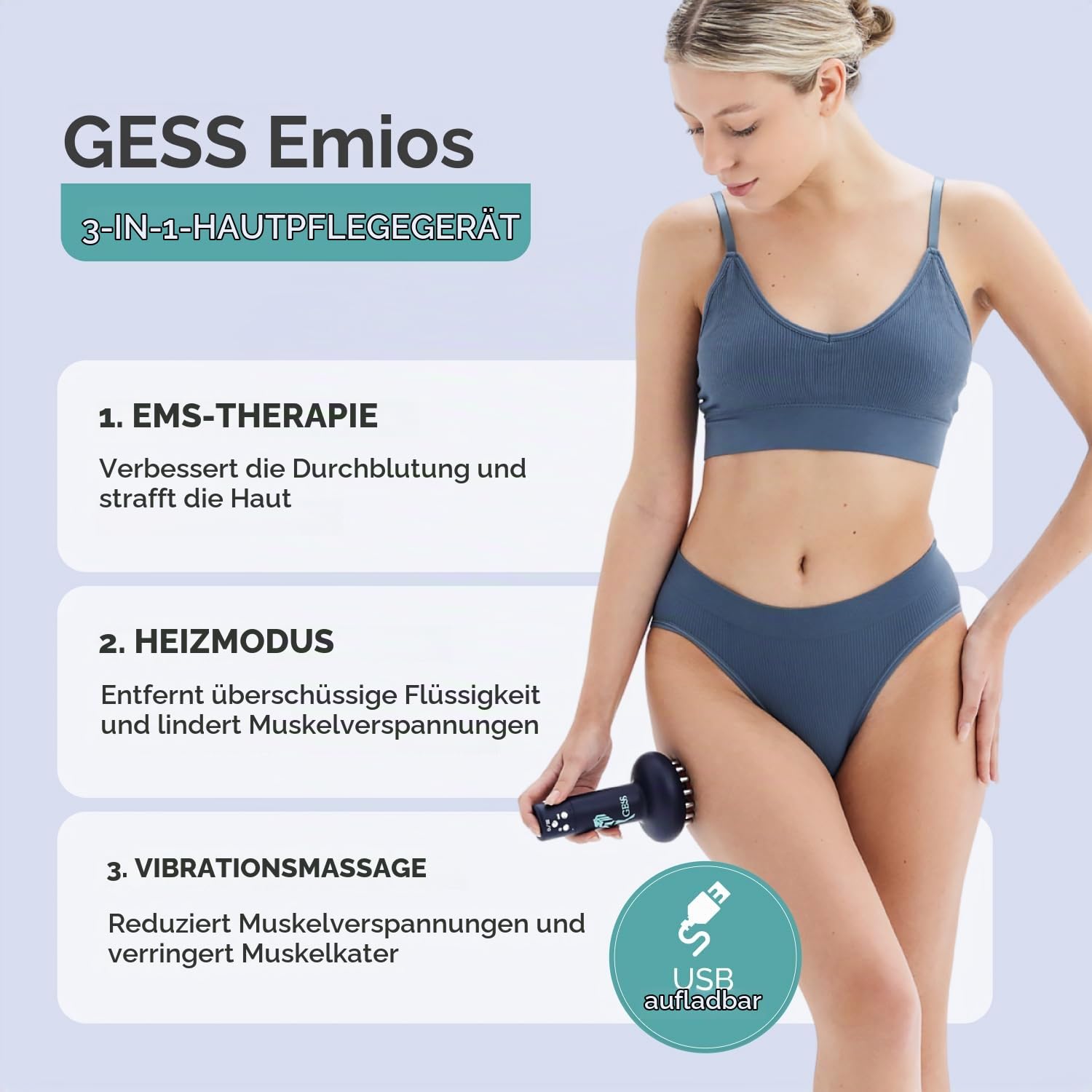 GESS Emios EMS Körpermassagegerät Wärme Vibration 5 Stufen