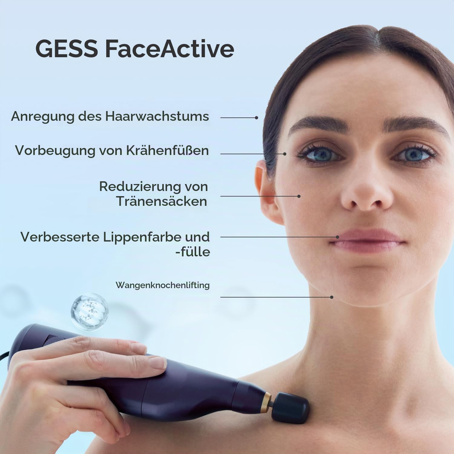 Gess FaceActive BMS Gesichtsmassagegerät Anti-Aging 3 Aufsätze