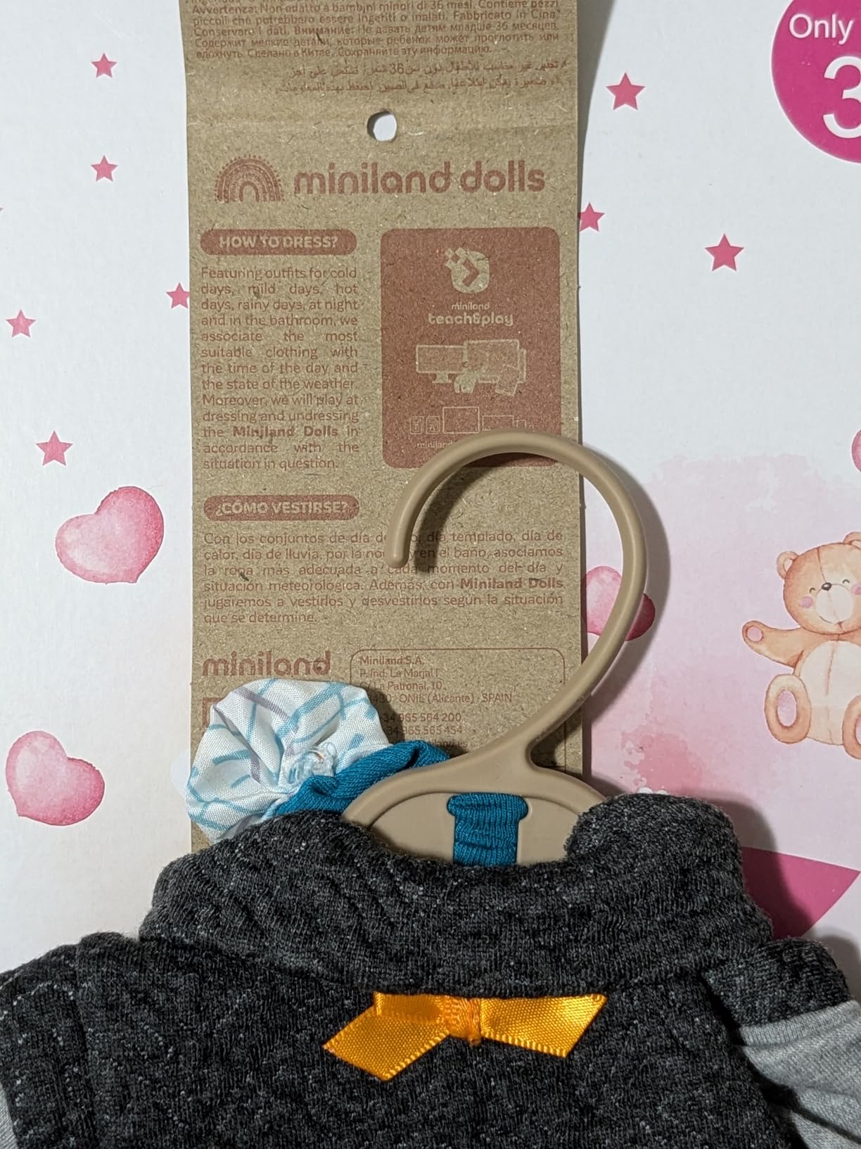 Miniland Puppenkleidung 40 cm Kleid Leggings Stirnband