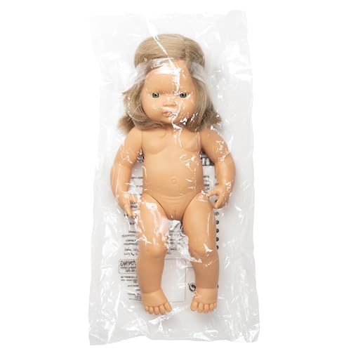 Miniland Dolls Babypuppe Mädchen 38cm dunkelblond ohne Kleidung