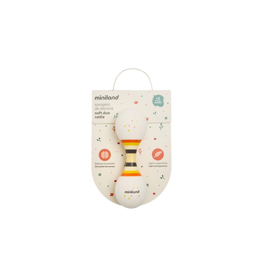Miniland Soft Duo Rattle Baby Rassel Silikon ab 0 Monaten