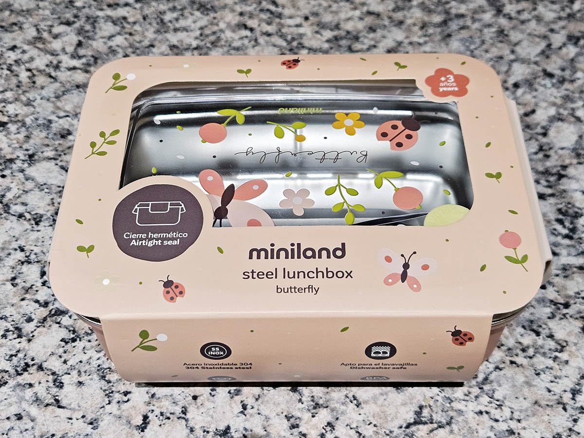 Miniland Steel Lunchbox Butterfly Brotdose 800 ml Edelstahl