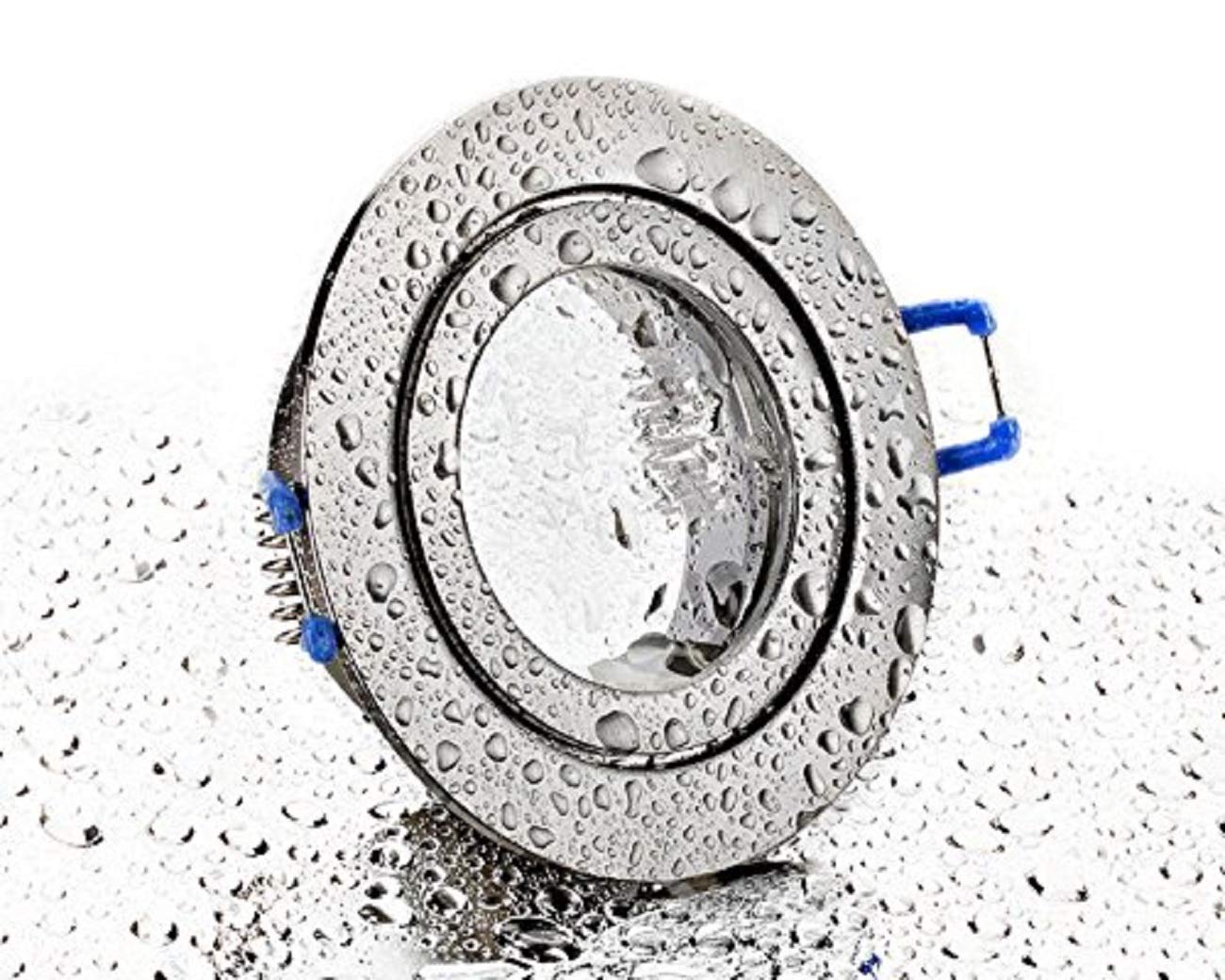 feinlux LED Einbaustrahler Bad 230V IP44 silber rund Einbaurahmen