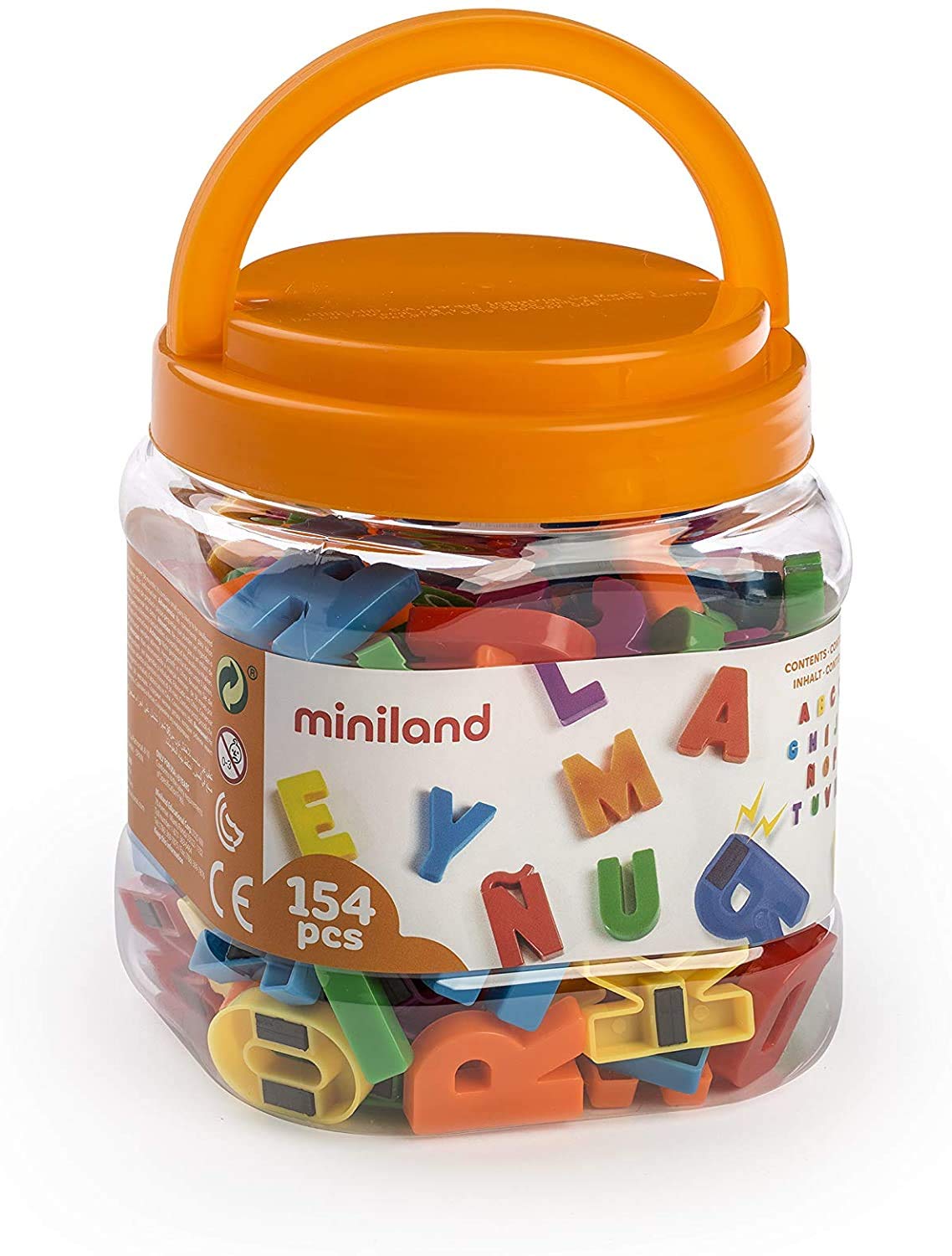 Miniland Magnetische Grossbuchstaben 154 Stück Lernspiel Sprache