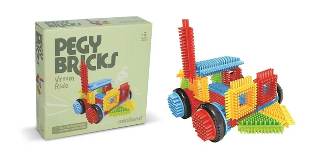 Miniland Pegy Bricks Vroom Ride Baukasten 22-tlg Auto ab 2 J.