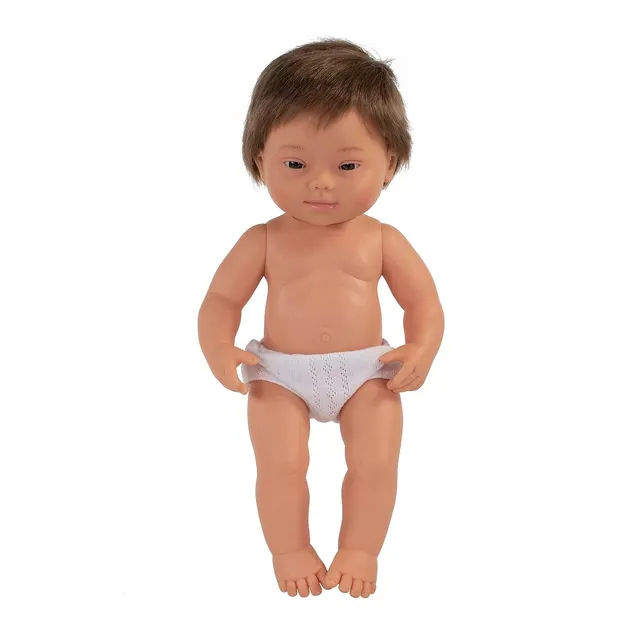 Miniland 31068 Babypuppe Junge 38 cm Down Syndrom Vanille