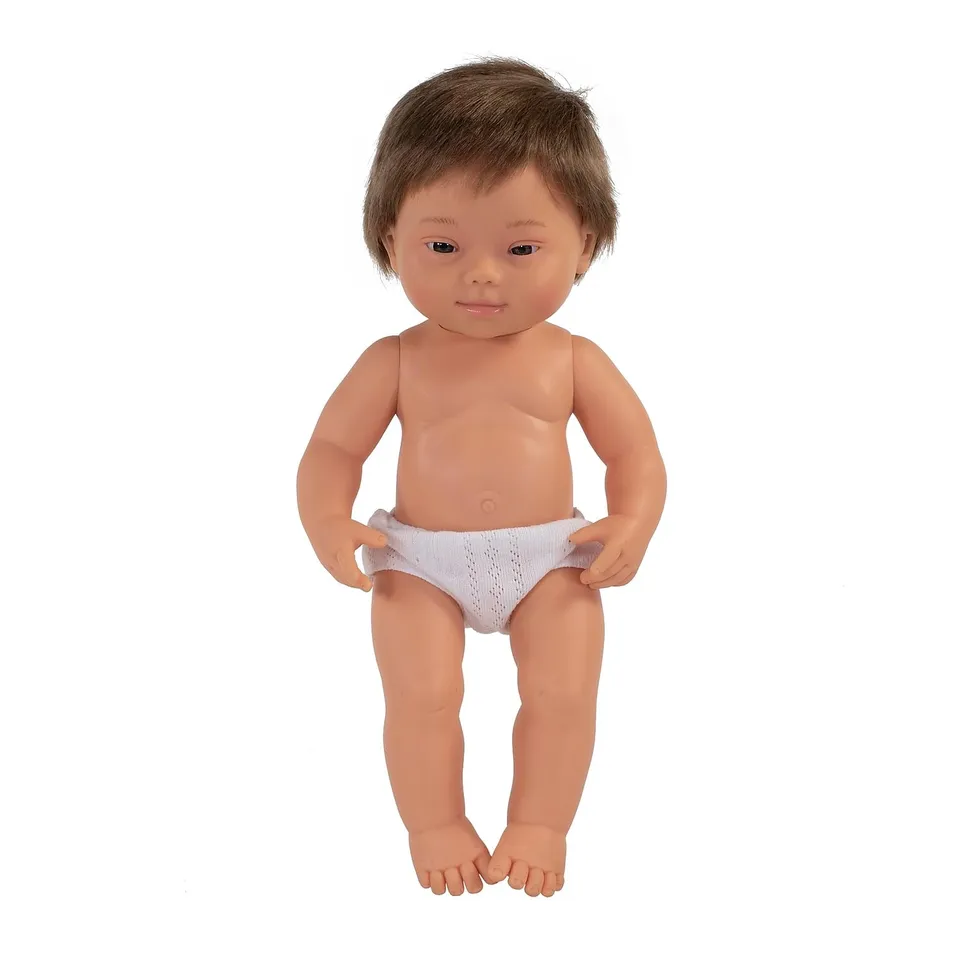 Miniland 31068 Babypuppe Junge 38 cm Down Syndrom Vanille