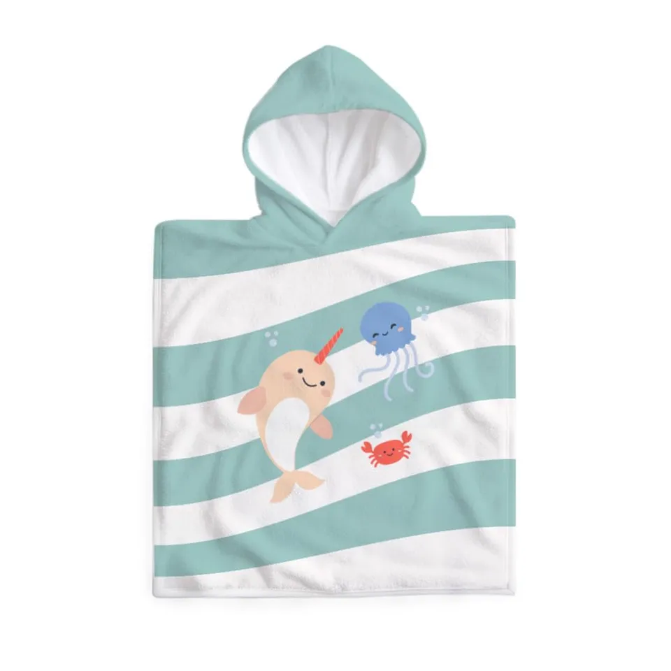 Miniland Badeponcho Kinder Baumwolle mit Kapuze